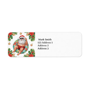Santa Claus Christmas Pool Party Label