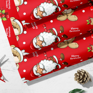 Santa Claus Christmas Red Wrapping Paper