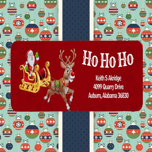 Santa Claus Christmas Reindeer Sleigh Ho Ho Ho Red Label