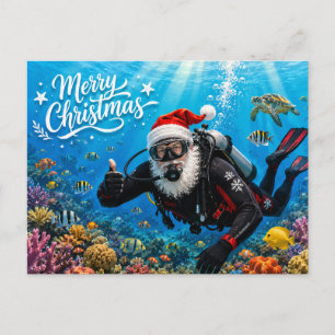 SANTA CLAUS Christmas scuba diving Holiday Postcard