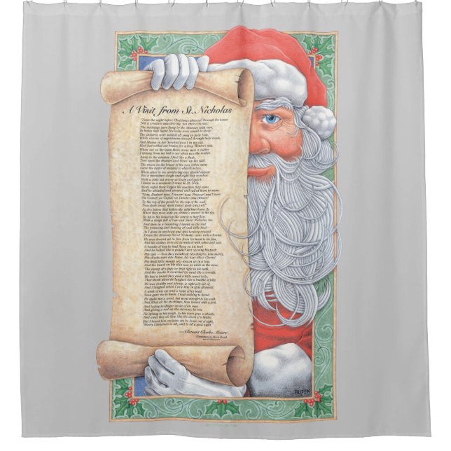 Santa Claus Christmas Shower Curtain (Front)