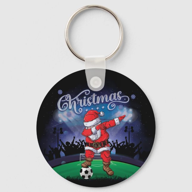  Santa Claus Christmas Soccer Keychain (Front)
