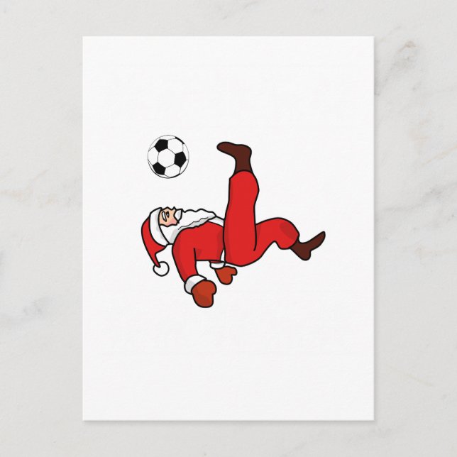 Santa claus Christmas soccer player Holiday Postcard (Front)