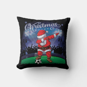  Santa Claus Christmas Soccer Throw Pillow