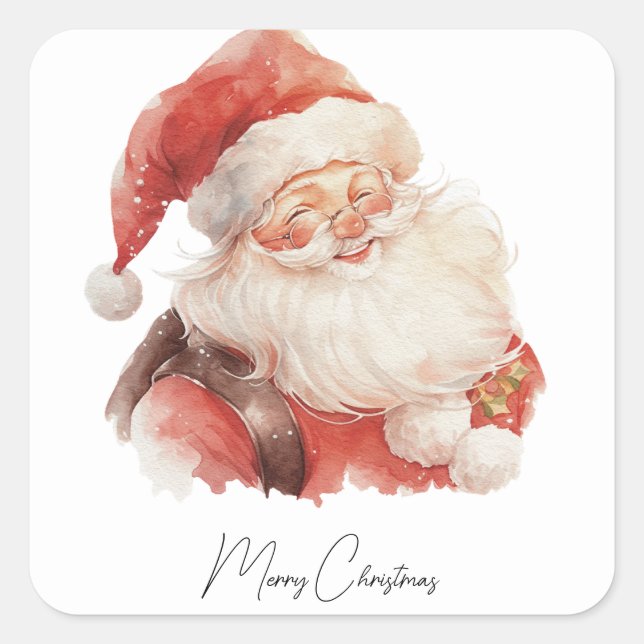 Santa Claus Christmas Square Sticker (Front)
