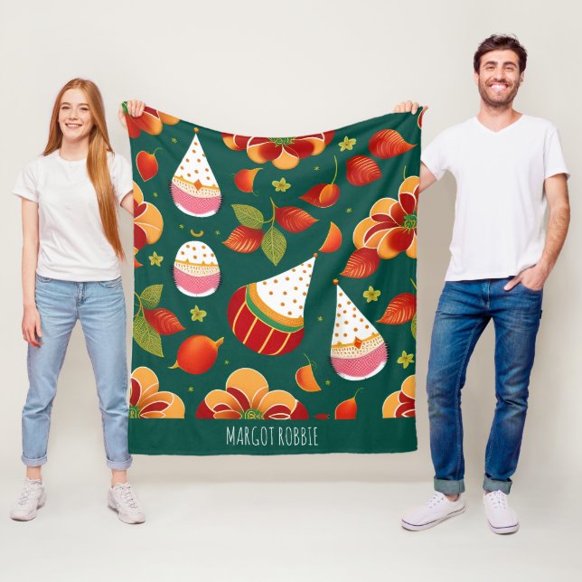 Santa Claus Christmas Toys Retro Pattern Fleece Blanket (In Situ)