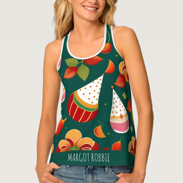Santa Claus Christmas Toys Retro Pattern Tank Top (Front)