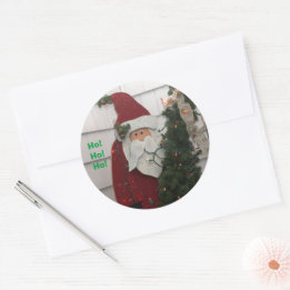 Santa Claus Christmas Tree Lights Classic Round Sticker