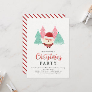 Santa Claus Christmas Tree Party Invitation
