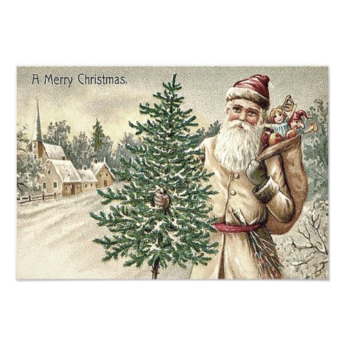 Santa Claus Christmas Tree Sack of Toys Church Photo Print