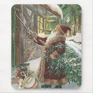 Santa Claus Christmas Tree Sack of Toys Cottage Mouse Pad