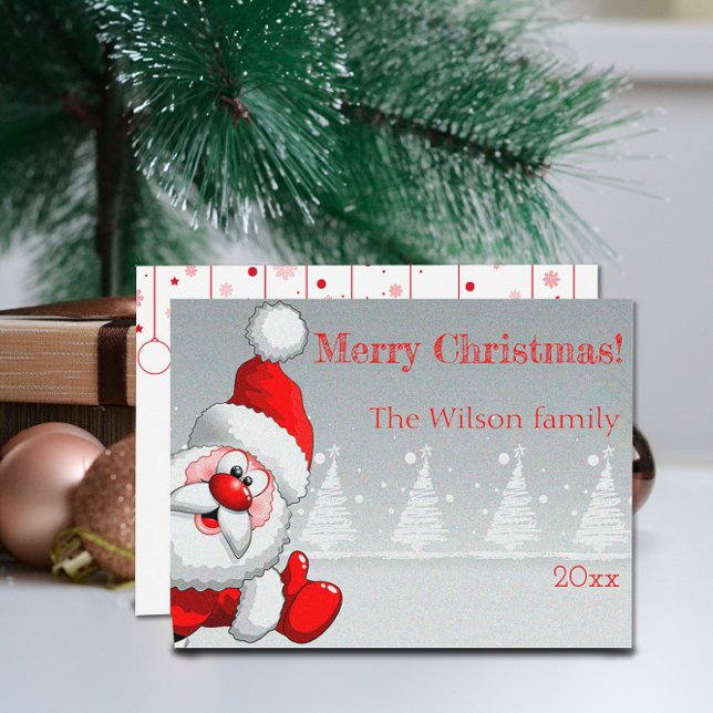 Santa Claus Christmas tree snow  Postcard (Creator Uploaded)