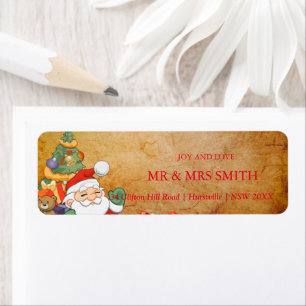Santa Claus Christmas tree spell Label