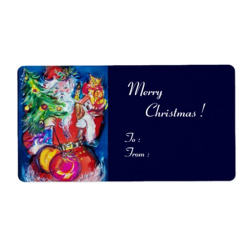 SANTA  CLAUS CHRISTMAS TREE TOYS AND GIFTS LABEL