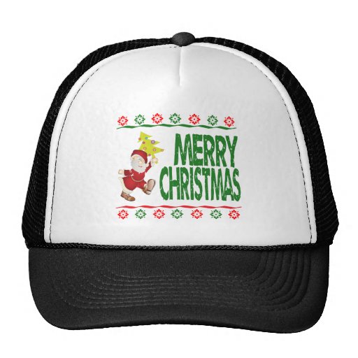 Santa Claus Christmas Tree Ugly Xmas Sweater Hats | Zazzle
