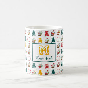 Santa Claus & Christmas Trees Monogrammed Coffee Mug