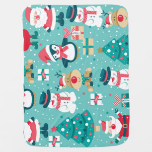 Santa Claus Christmas Vintage Pattern Baby Blanket