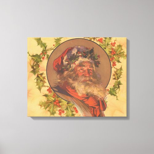 Santa Claus Christmas Vintage Portrait Canvas Print