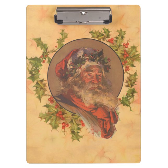 Santa Claus Christmas Vintage Portrait Clipboard (Front)