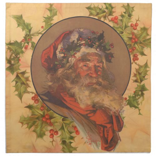 Santa Claus Christmas Vintage Portrait Cloth Napkin