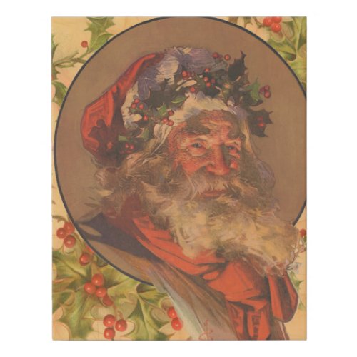 Santa Claus Christmas Vintage Portrait Faux Canvas Print