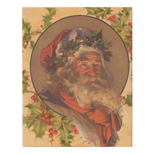 Santa Claus Christmas Vintage Portrait Faux Canvas Print