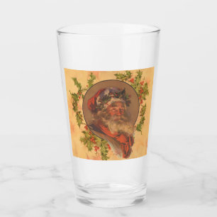 Santa Claus Christmas Vintage Portrait Glass