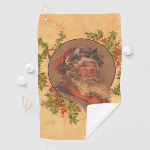 Santa Claus Christmas Vintage Portrait Golf Towel