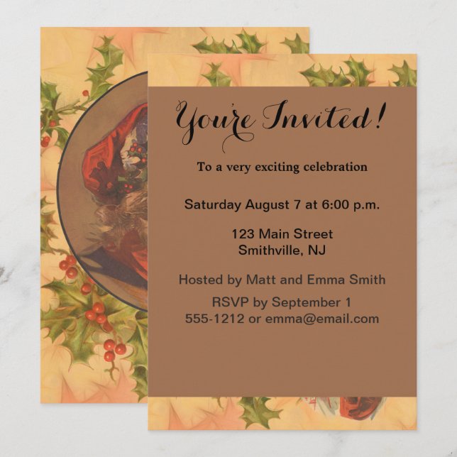 Santa Claus Christmas Vintage Portrait Invitation (Front/Back)