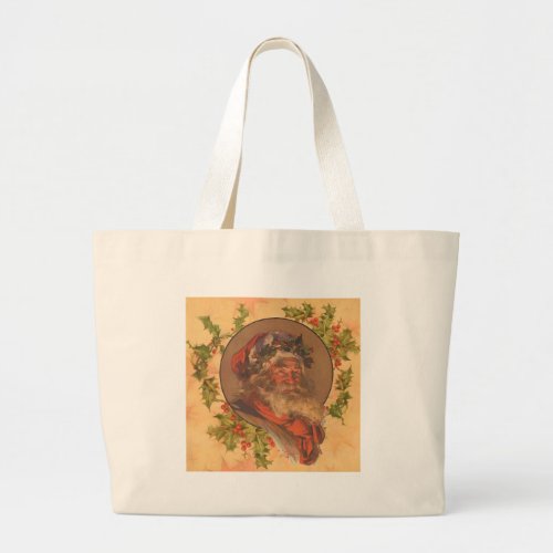 Santa Claus Christmas Vintage Portrait Large Tote Bag