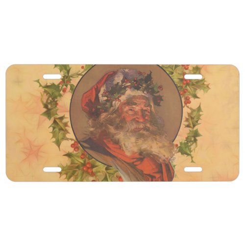 Santa Claus Christmas Vintage Portrait License Plate