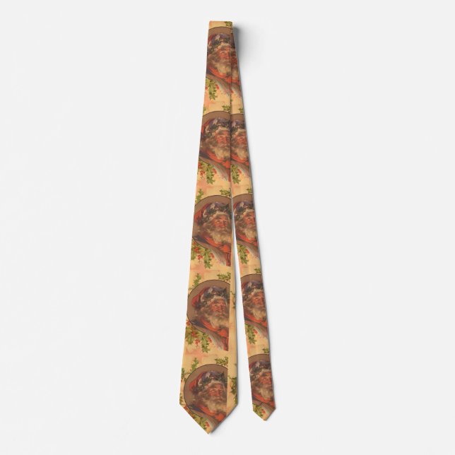 Santa Claus Christmas Vintage Portrait Neck Tie (Front)