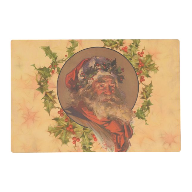 Santa Claus Christmas Vintage Portrait Placemat (Front)