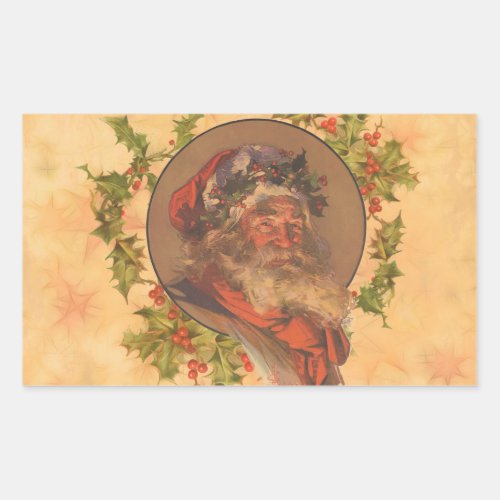 Santa Claus Christmas Vintage Portrait Rectangular Sticker