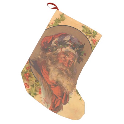 Santa Claus Christmas Vintage Portrait Small Christmas Stocking