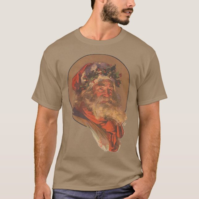 Santa Claus Christmas Vintage Portrait T-Shirt (Front)