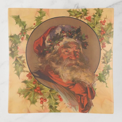 Santa Claus Christmas Vintage Portrait Trinket Tray