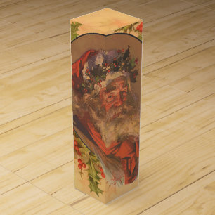 Santa Claus Christmas Vintage Portrait Wine Box