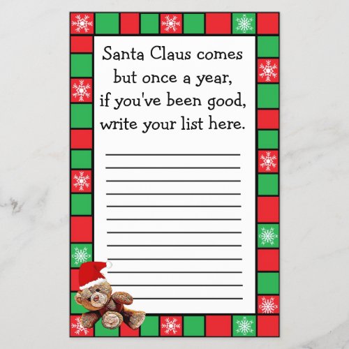 Santa Claus Christmas Wishes List for Kids Flyer