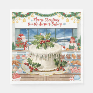 Santa Claus Christmas with Bakery Shop at airport Napkins