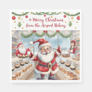 Santa Claus Christmas with Bakery Shop at airport Napkins
