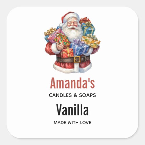 Santa Claus Classic Christmas Candle Crafting Square Sticker