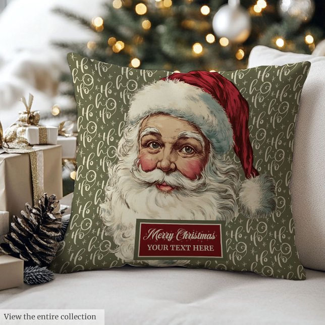 Santa Claus Classic Red Green Holiday Throw Pillow (Santa Claus Classic Red Green Holiday Throw Pillow)