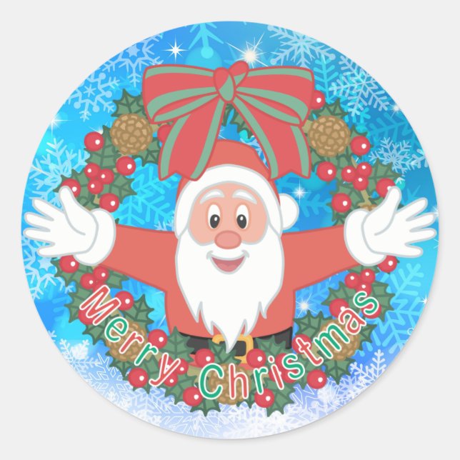 Santa Claus Classic Round Sticker (Front)