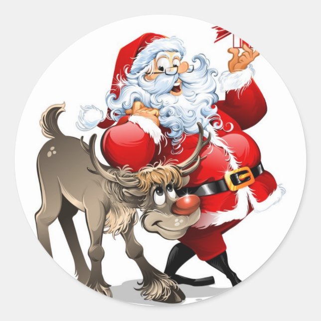 Santa Claus Classic Round Sticker (Front)