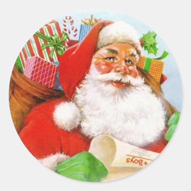 Santa Claus Classic Round Sticker (Front)