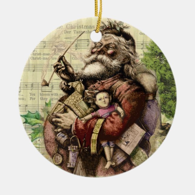 Santa Claus Classic Thomas Nast Illustration  Ceramic Ornament (Front)