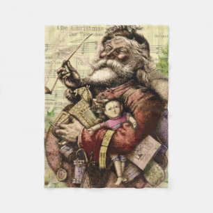 Santa Claus Classic Thomas Nast Illustration Fleece Blanket