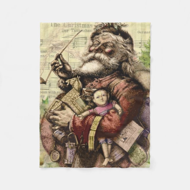 Santa Claus Classic Thomas Nast Illustration  Fleece Blanket (Front)
