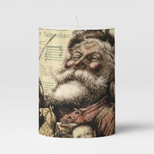 Santa Claus Classic Thomas Nast Illustration Pillar Candle